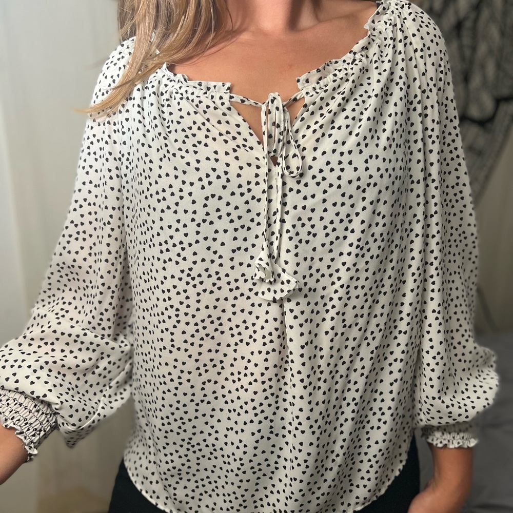 PokaDot Heart Long Sleeve Blouse